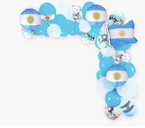 SET DE GLOBOS ARCO GUIRNALDA ARGENTINA BANDERA 56 UNIDADES X 1